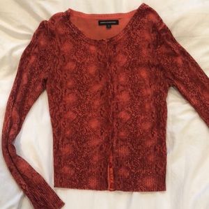 Express Orange Snake Pattern Cardigan, Size XS